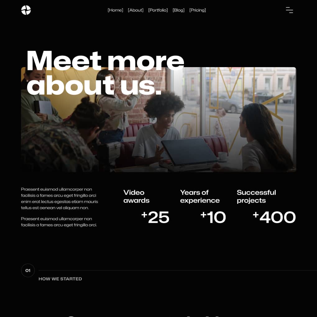 Production X - About Page - Video Agency Webflow Template