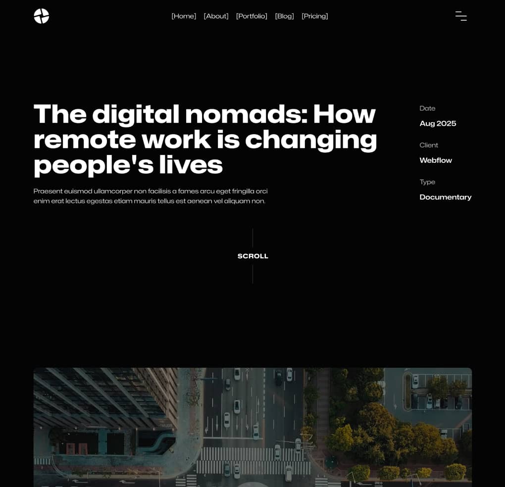 Production X - Portfolio Single Page - Video Agency Webflow Template
