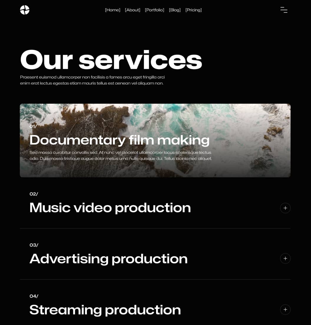 Production X - Services - Video Agency Webflow Template