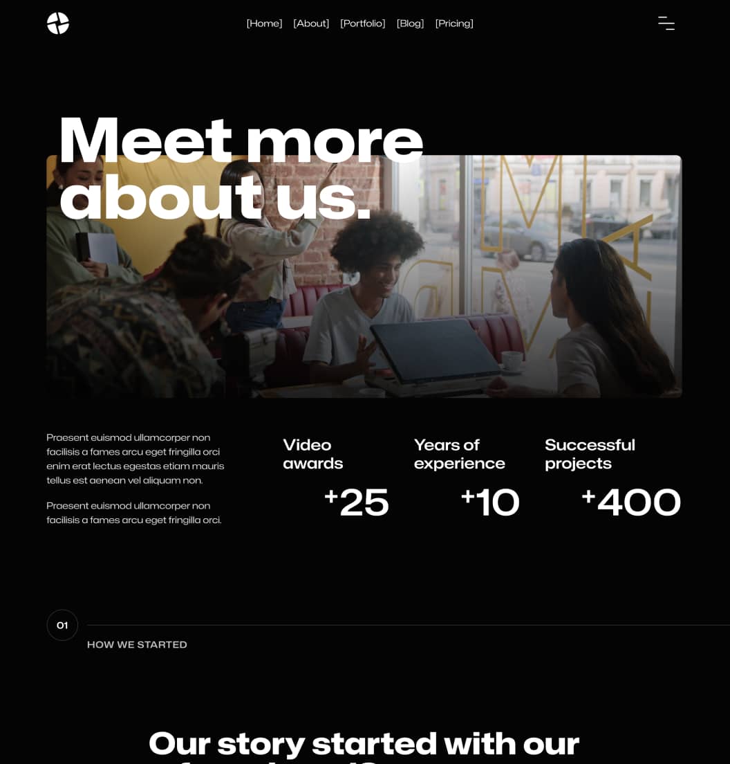 Production X - About - Video Agency Webflow Template