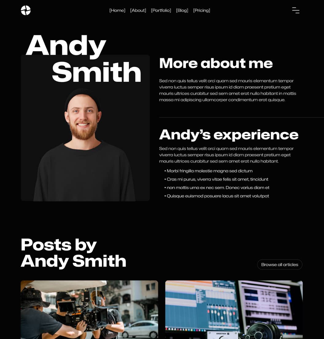 Production X - Team Member Page - Video Agency Webflow Template