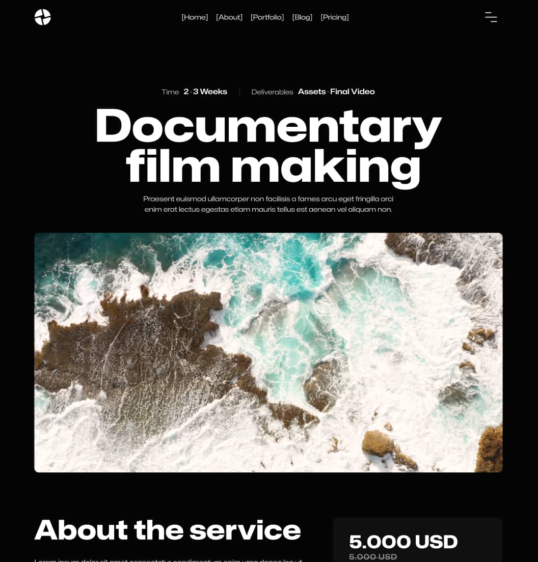 Production X - Service Single Page - Video Agency Webflow Template