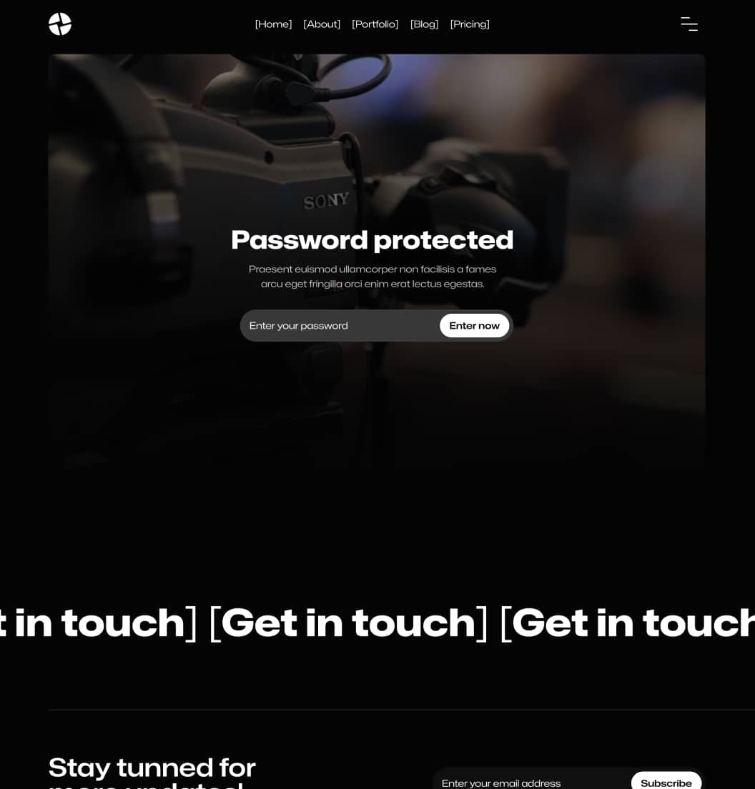 Production X - Password Protected Page - Video Agency Webflow Template