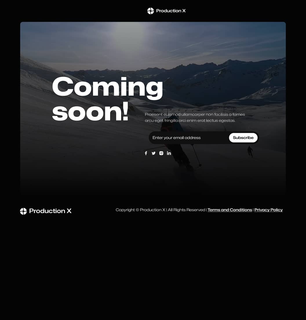 Production X - Coming Soon Page - Video Agency Webflow Template