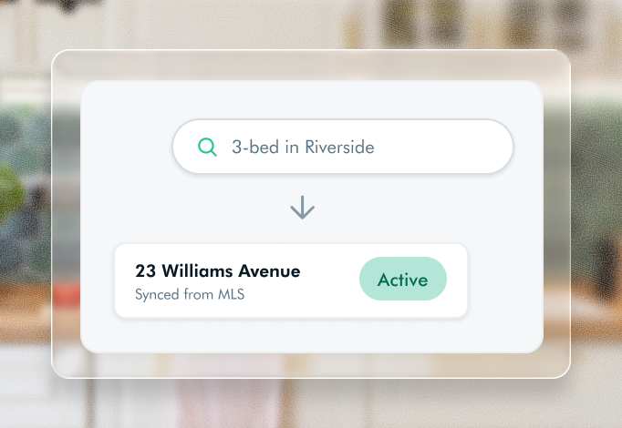 A search for a 3-bed home in Riverside returning an active MLS-synced listing