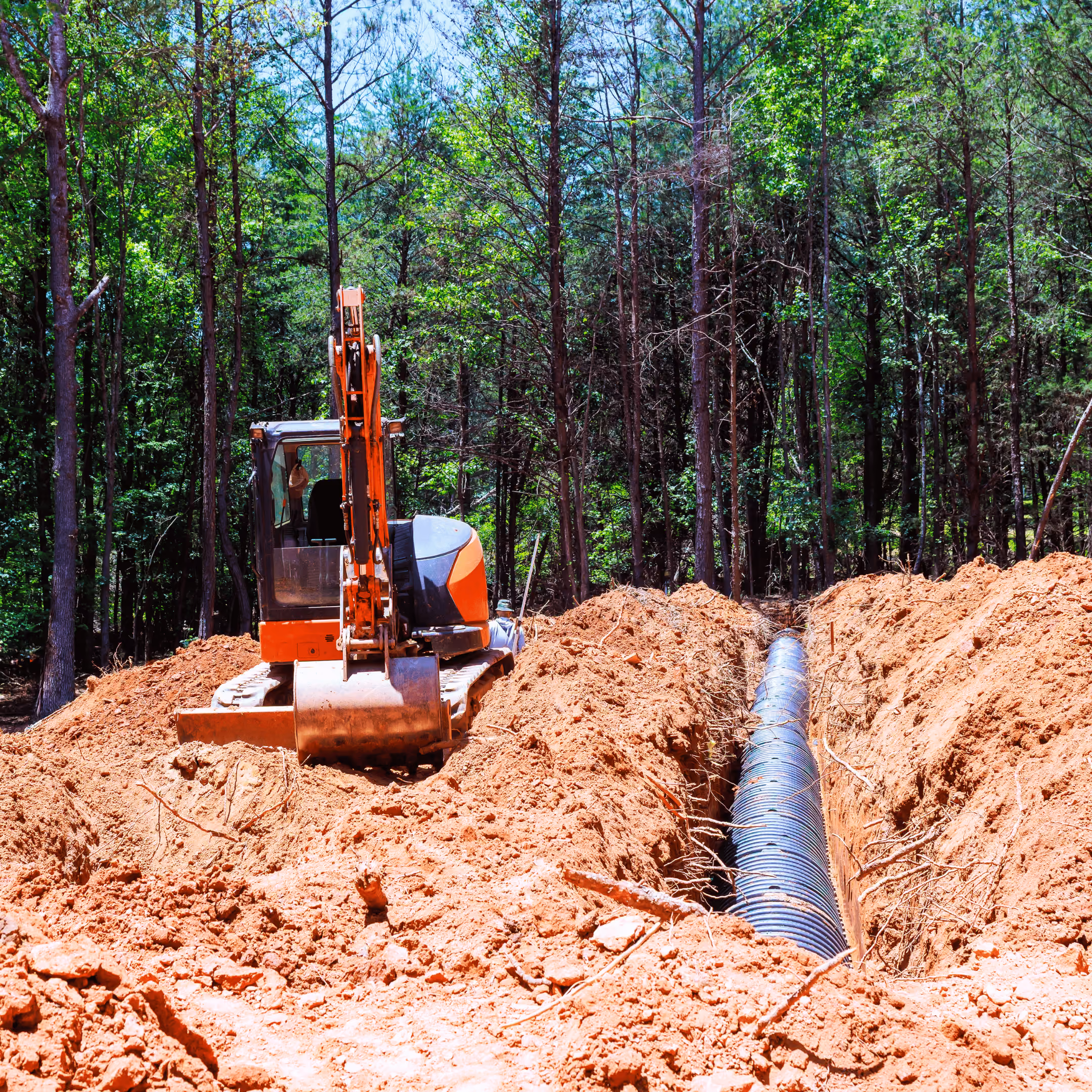 Insulated pipes labeled heating water, condenser water, and domestic hot water with gauges and valves.
