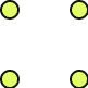 A simple square configuration of four glowing yellow circles connected by black lines forming a geometric shape with one dot at each corner.