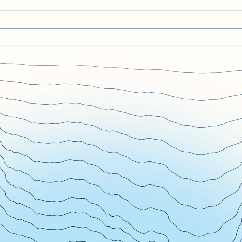 Abstract wavy horizontal lines spaced vertically in a gradient background transitioning from light cream to soft pink.