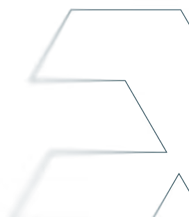 Stylized dark blue geometric shape resembling an angular lightning bolt or zigzag.