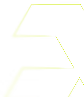 Black angular shape outlined with neon yellow-green glowing edges on a transparent background.