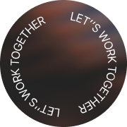 Circular dark gradient background with the phrase 'LET'S WORK TOGETHER' written continuously in white, forming a ring around the edge.