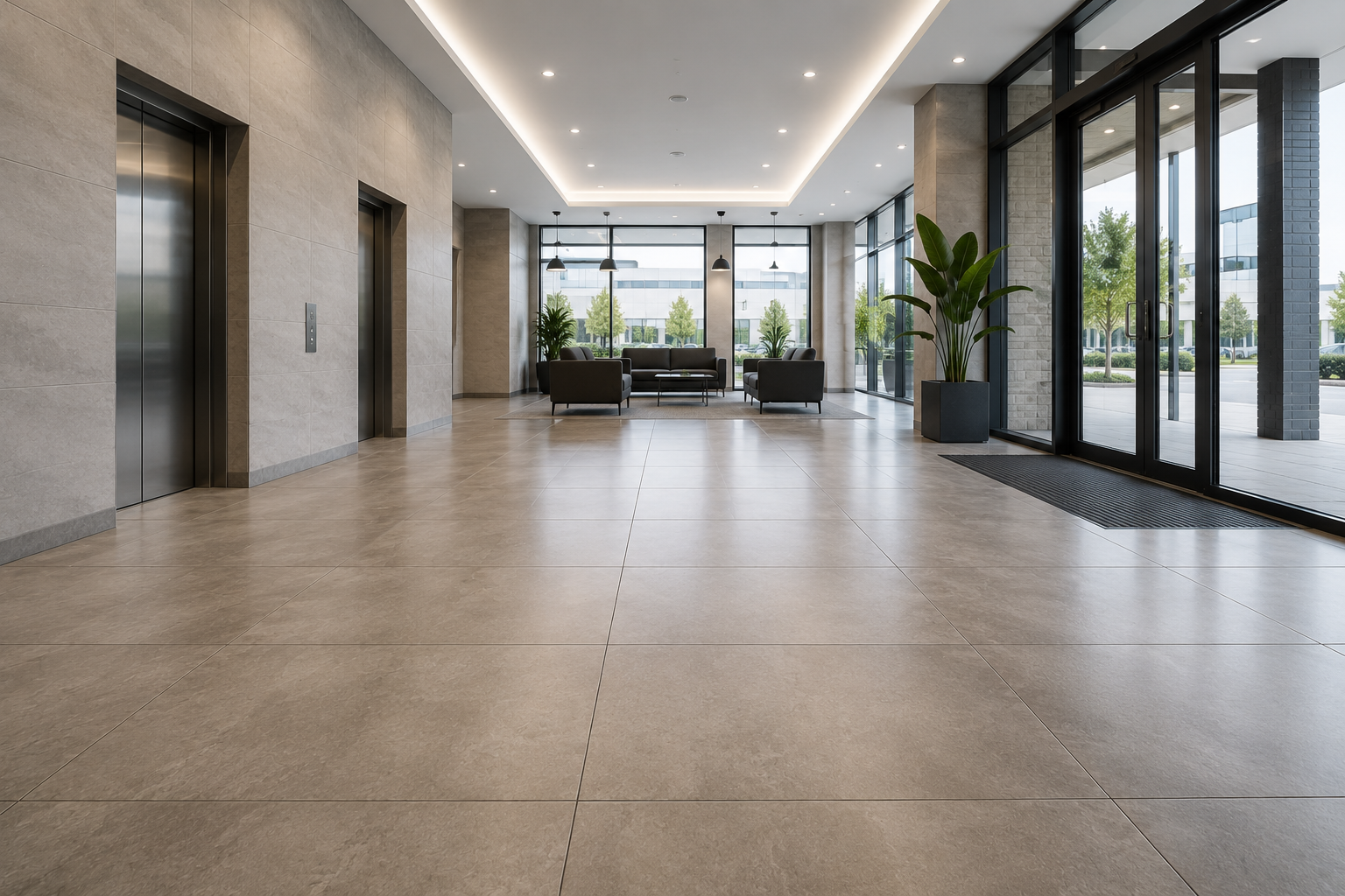 Illustrative commercial tiled interior