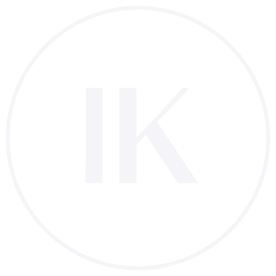 White letters IK inside a white circle on a black background.