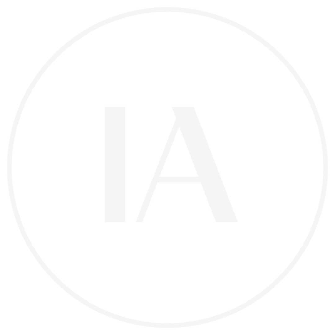 Circle with white border containing uppercase letters 'IA' in white on black background.