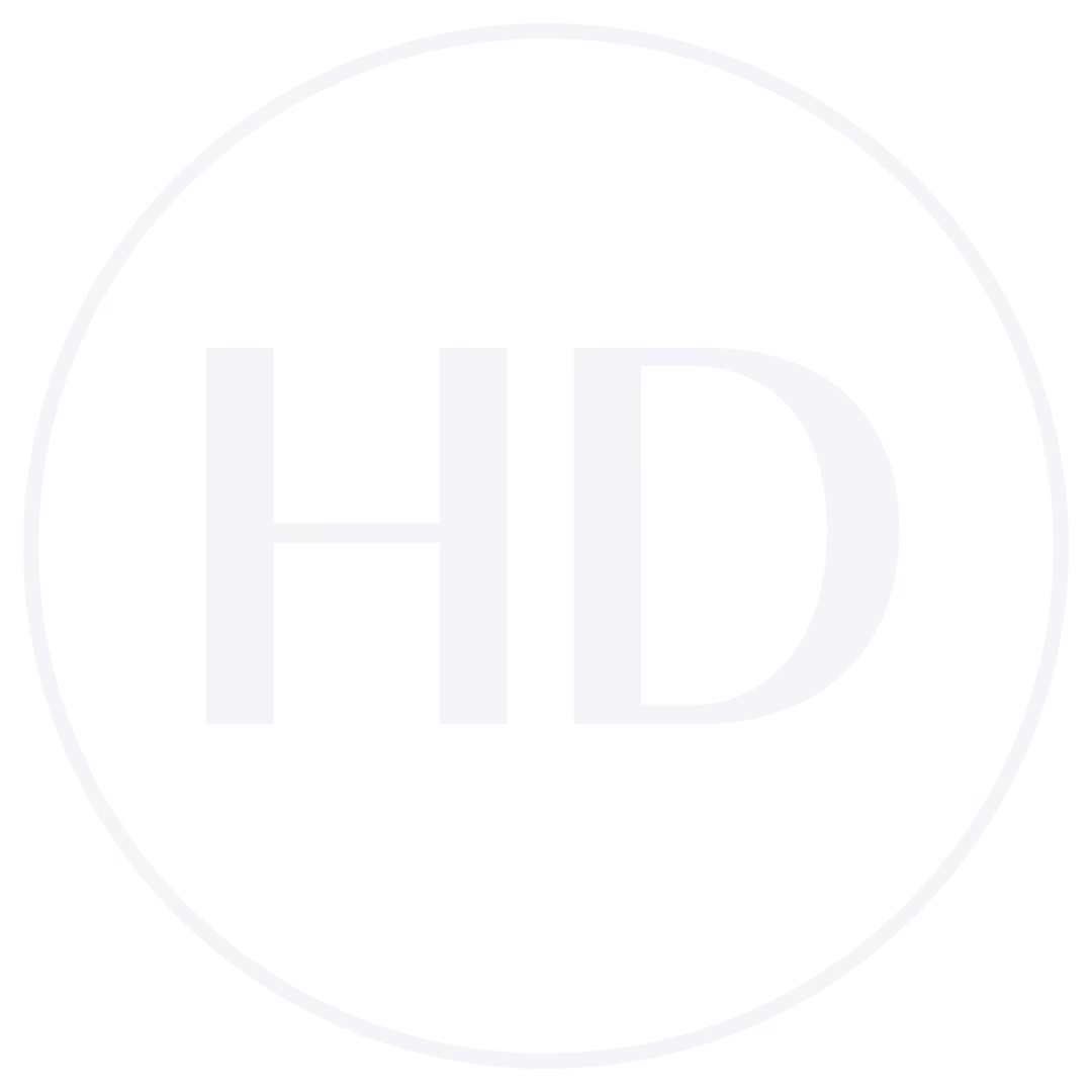 White HD letters inside a thin white circle on a black background.