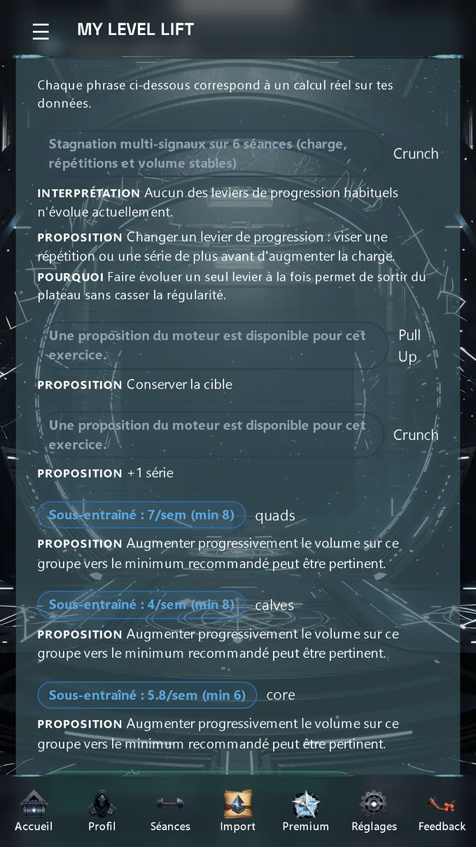 Coach explicatif Premium : observation, interprétation, proposition et justification chiffrée pour un exercice