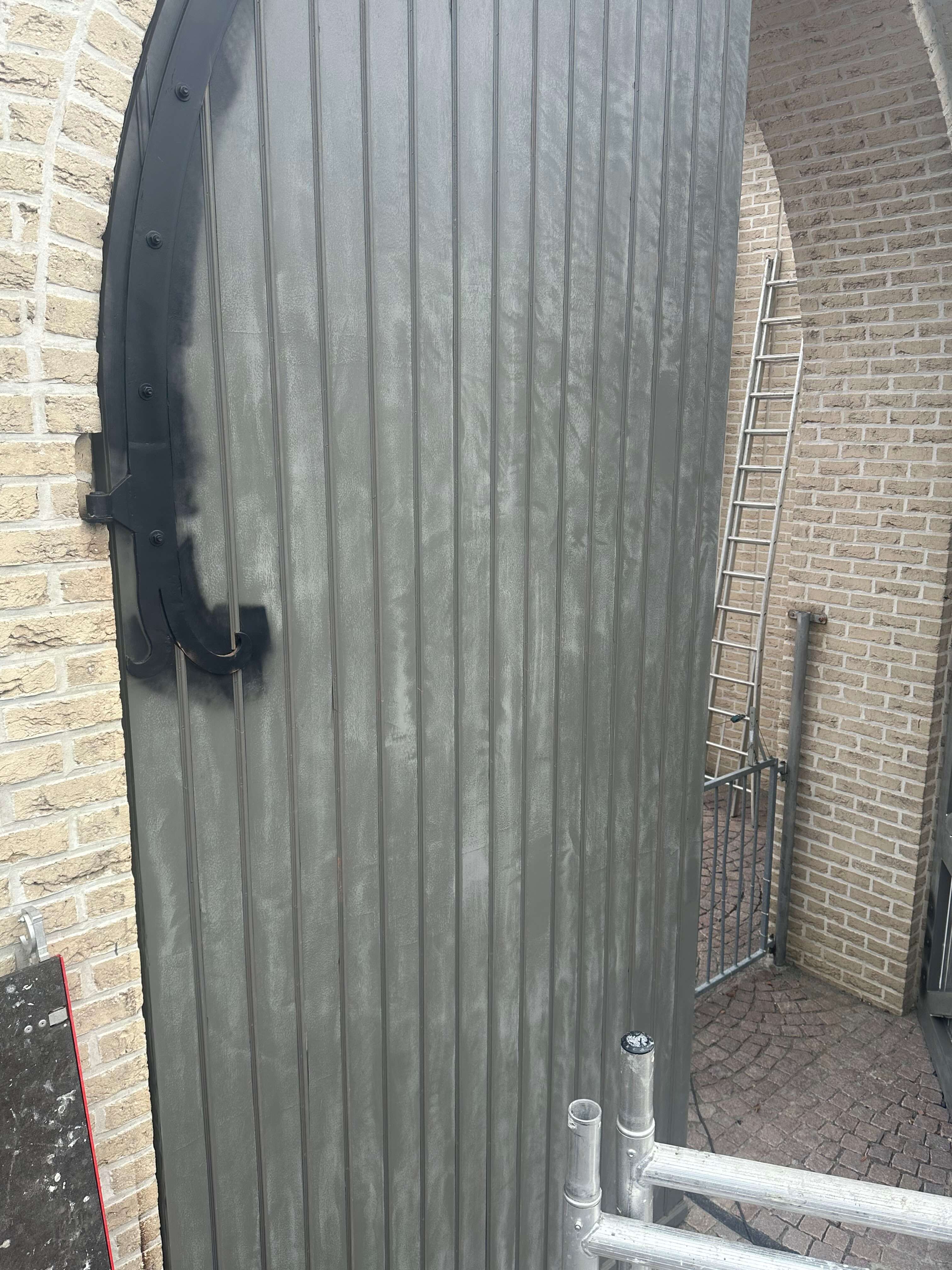 Door painting in progress