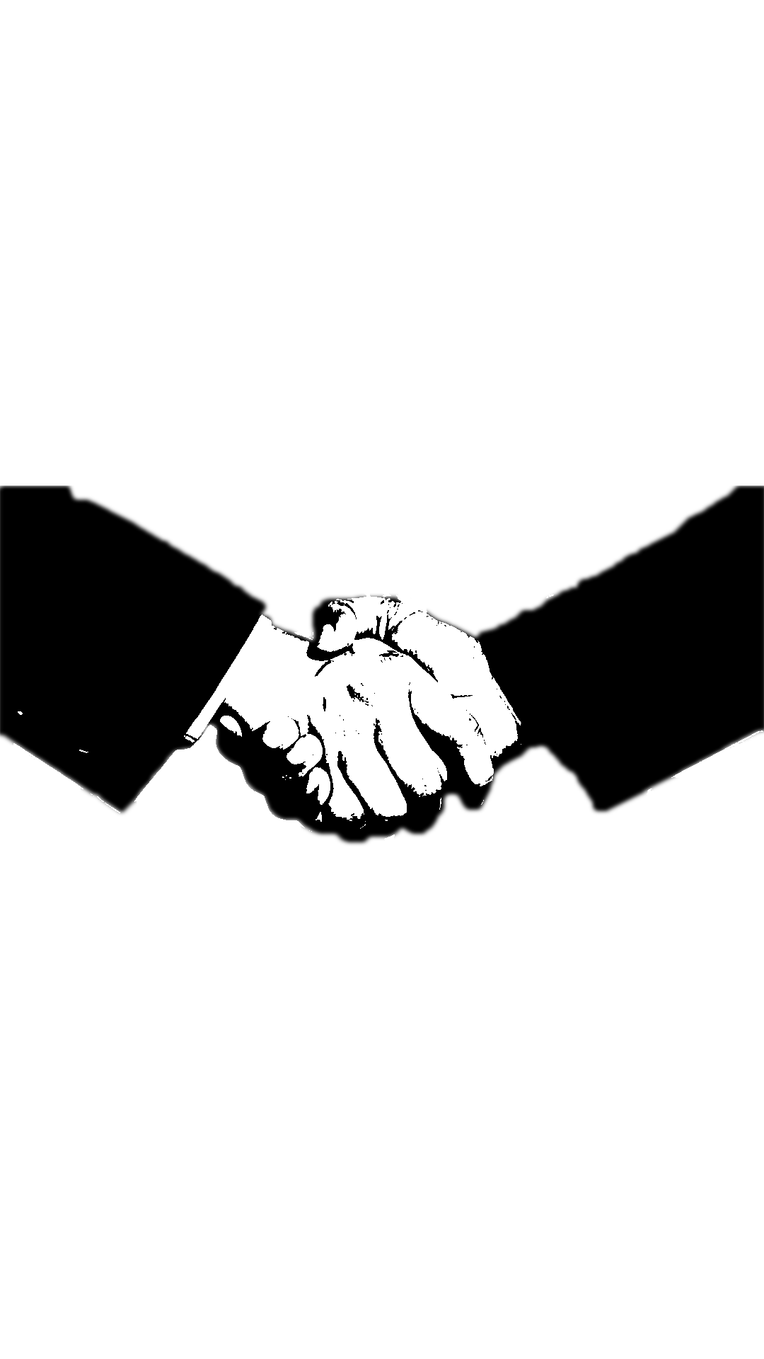Two graphic hands doing a handshake, as a sign of collaboration, partnership, agreement.