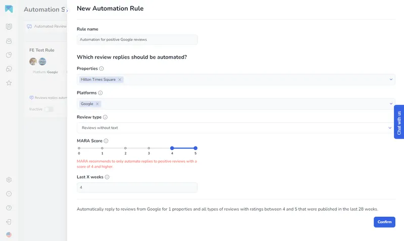 configurar la automatización de revisiones