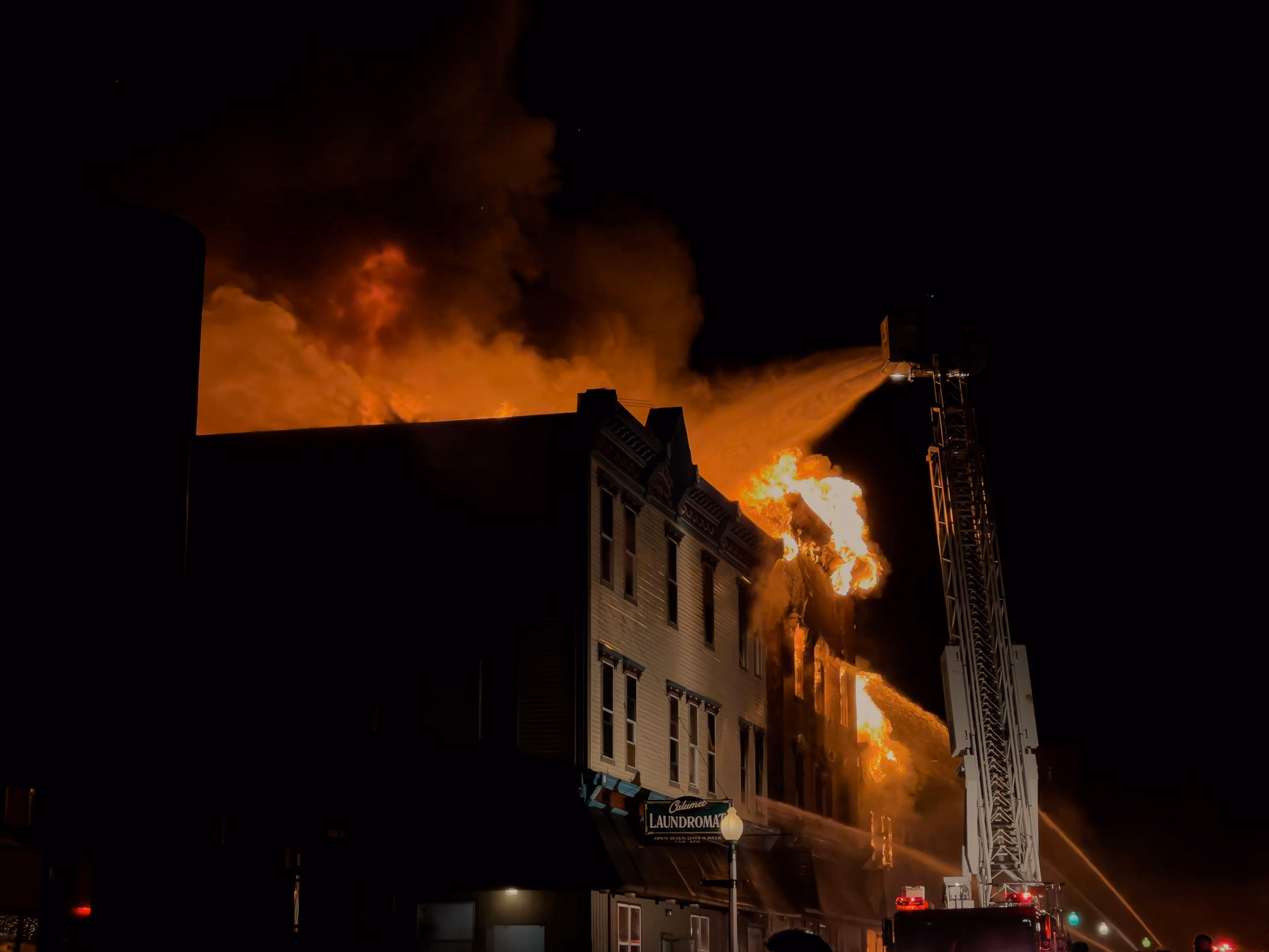 Fire glowing in the darkness