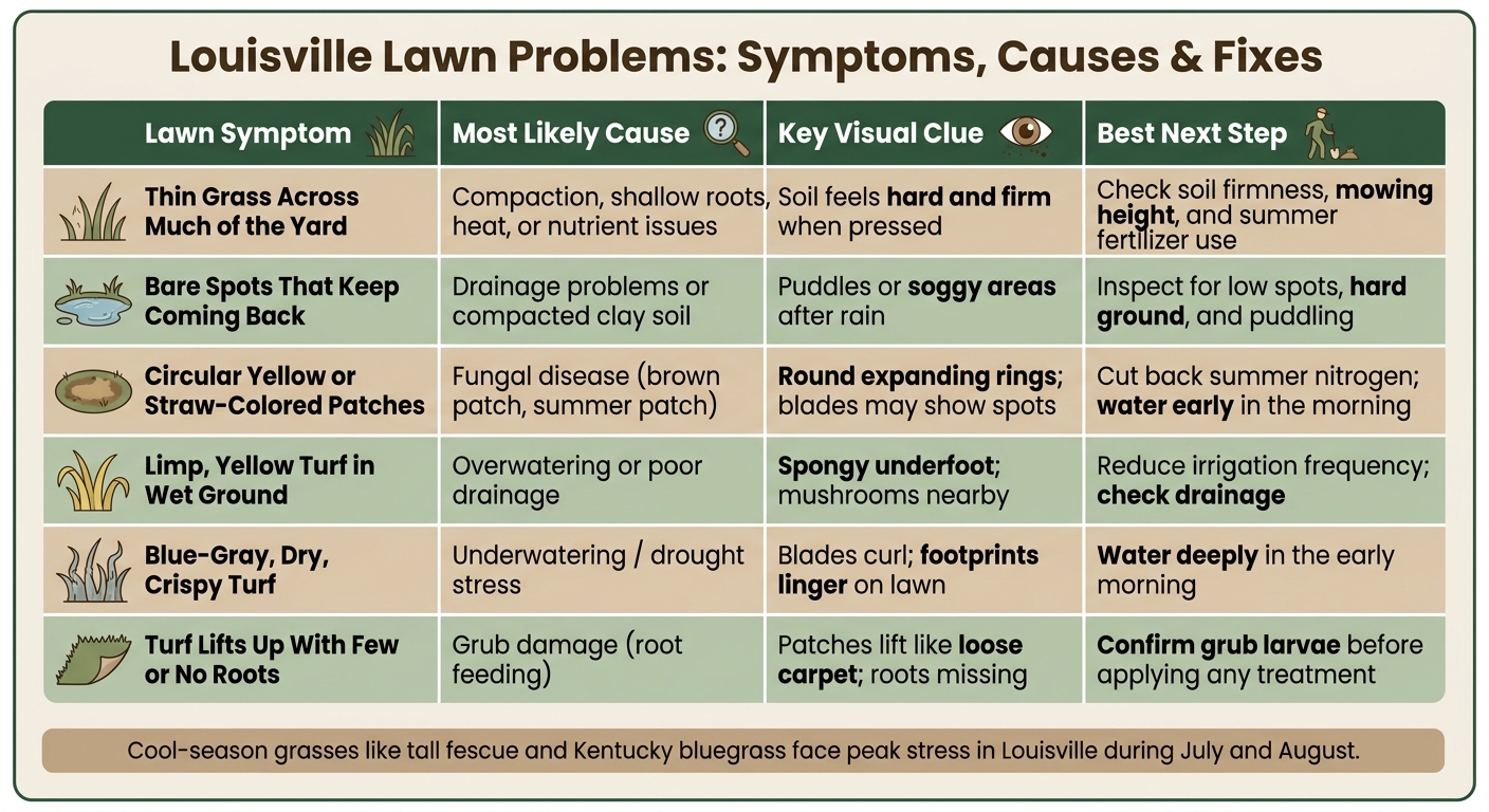 Louisville Lawn Problems: Symptoms, Causes & Fixes