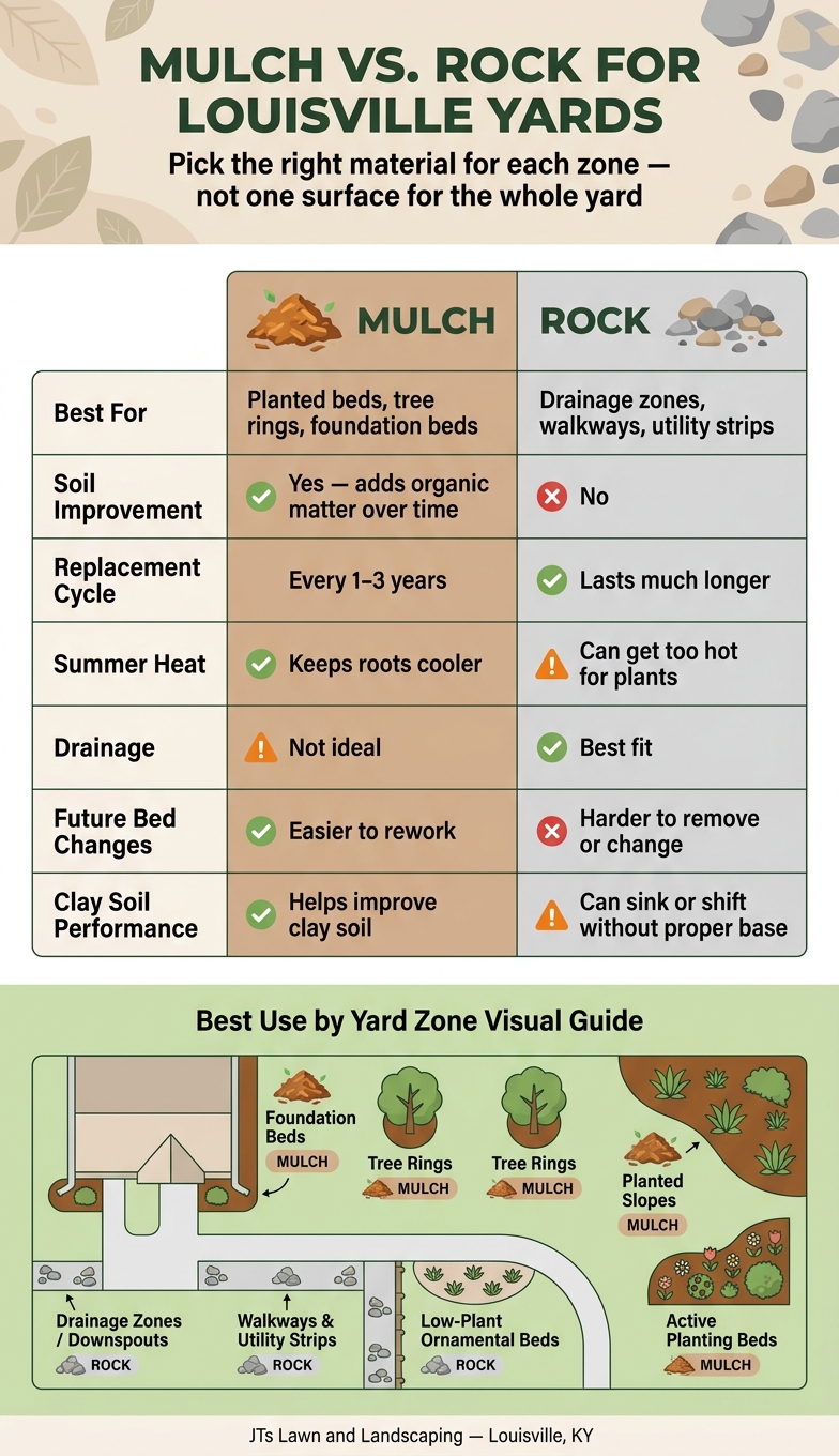 Mulch vs. Rock for Louisville Yards: Which Is Right for Each Zone?