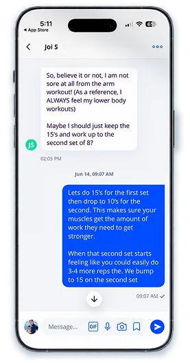 Renew app messages between a patient and her coach