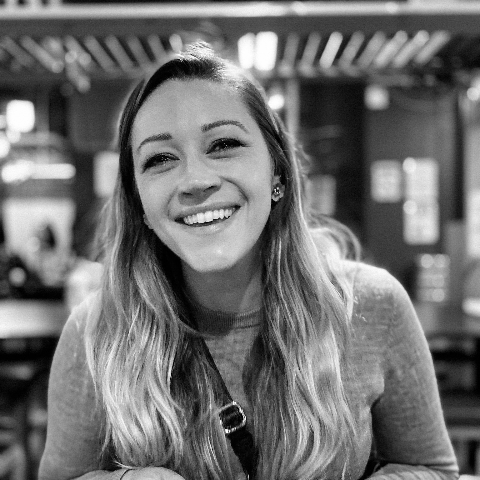 A black and white smiley picture of Liv