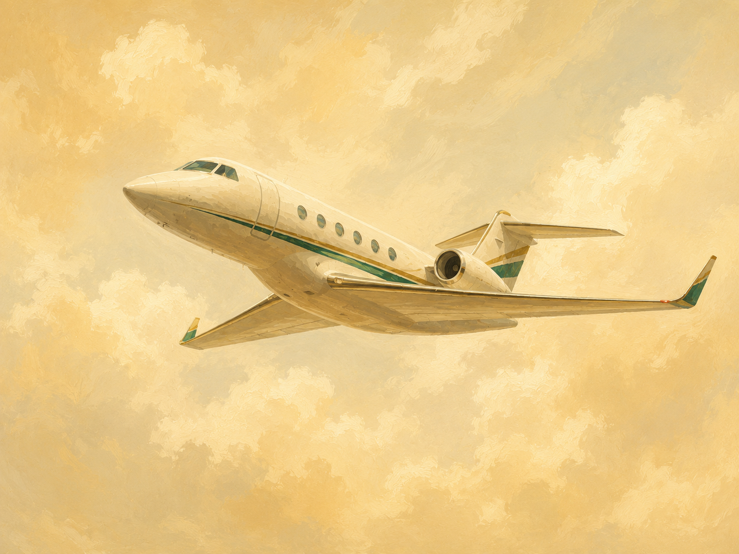 Private jet in flight