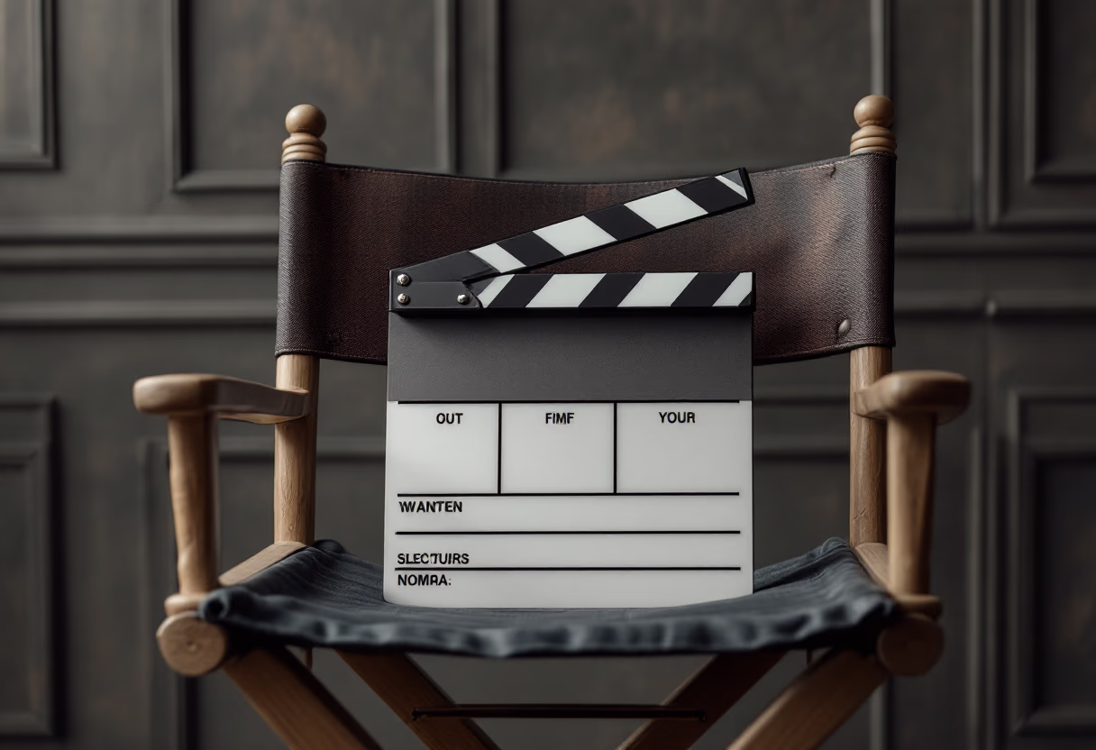 image of a clapboard on a film set