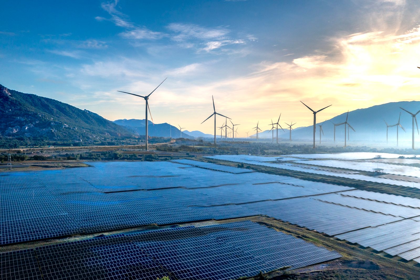 Renewable energy site with solar panels