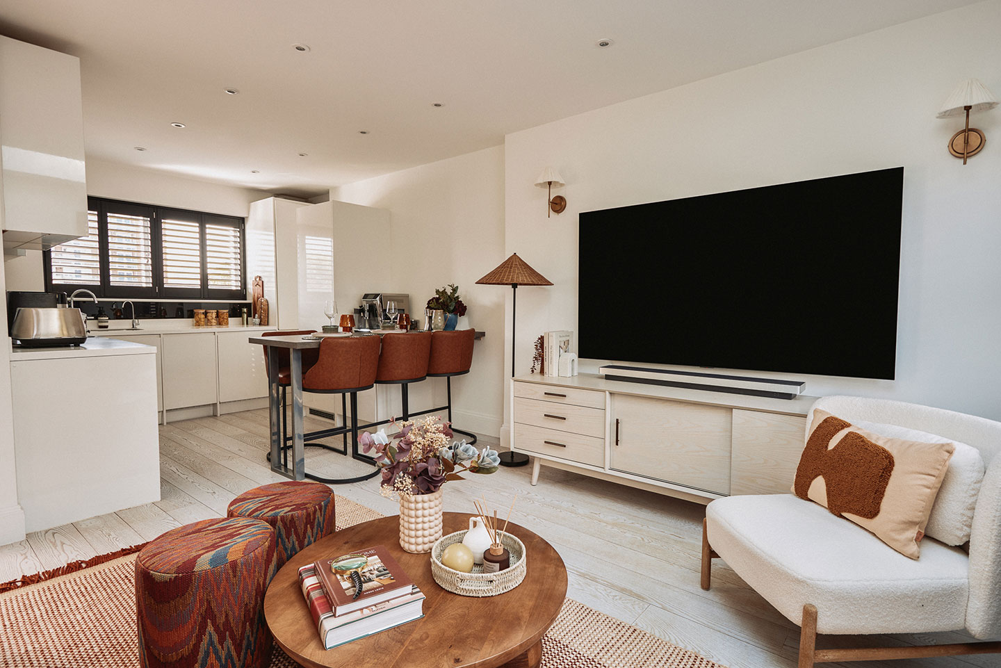 A newly refurbished apartment spread across three floors, with elegant interiors and premium finishes by Yo’s Home.