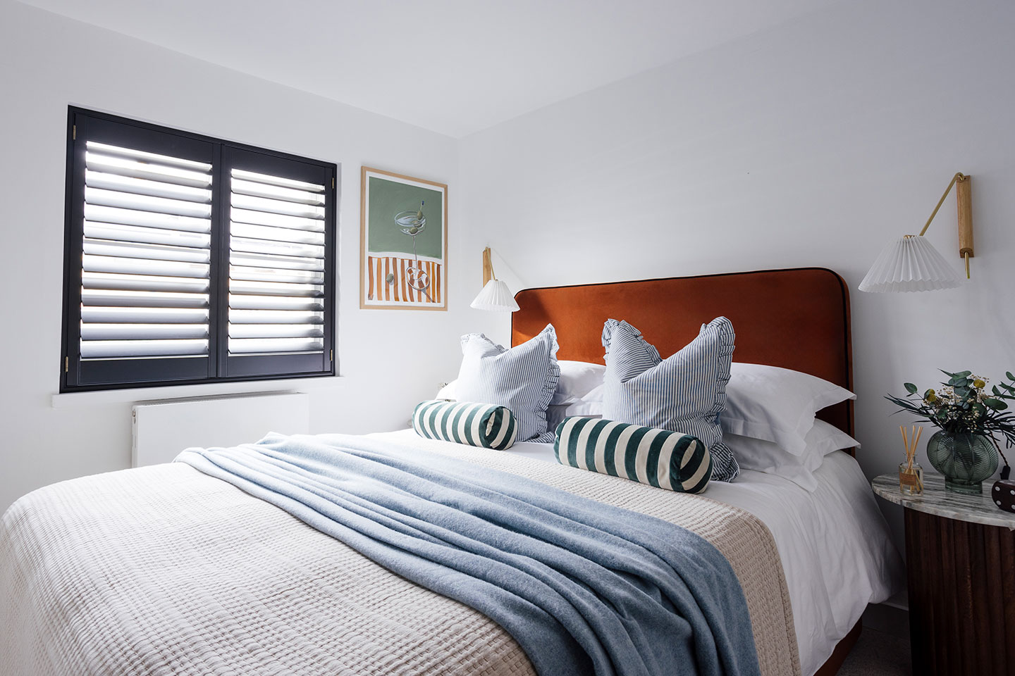 Three bedrooms with deluxe, award-winning mattresses, sleeping up to six guests.