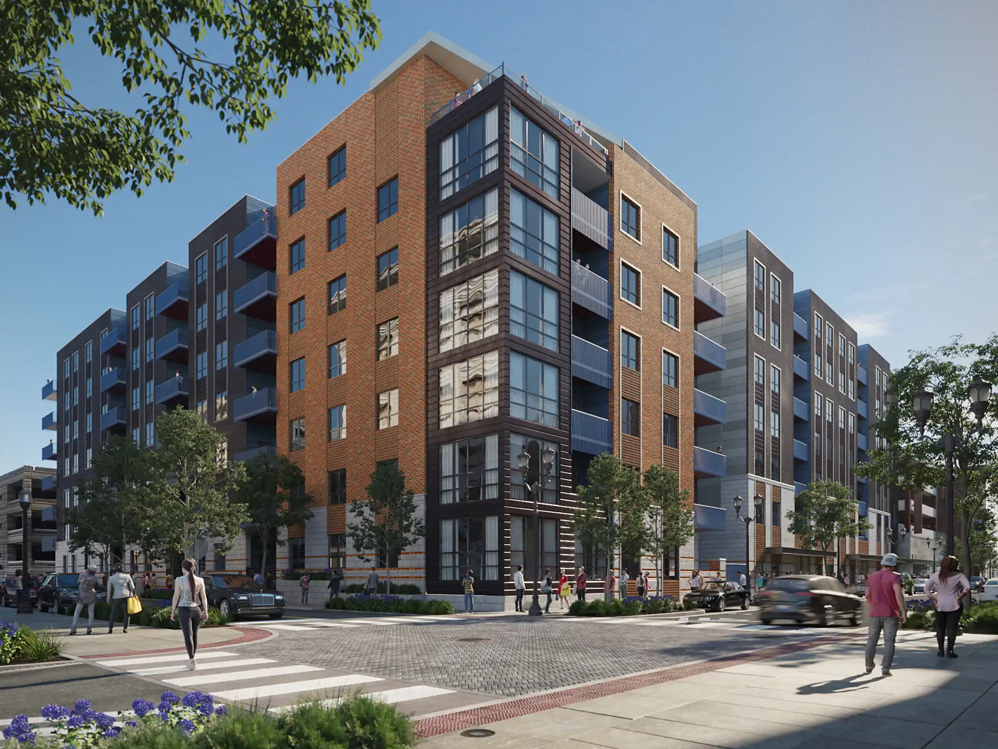 Photorealistic architectural rendering supporting development approvals, investor presentations, leasing, and project marketing