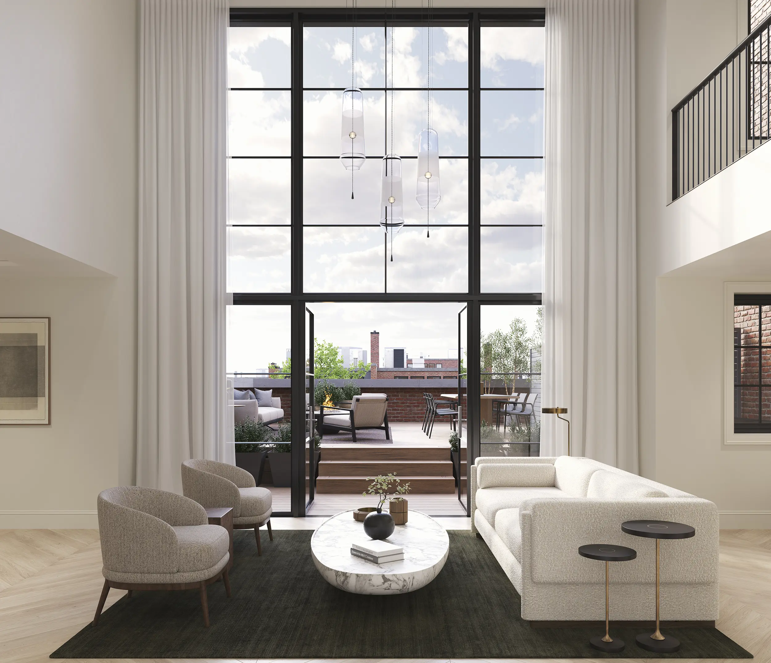 Luxury Penthouse Rendering by RM Design Studio, sell the setting, atmosphere, and architecture together.