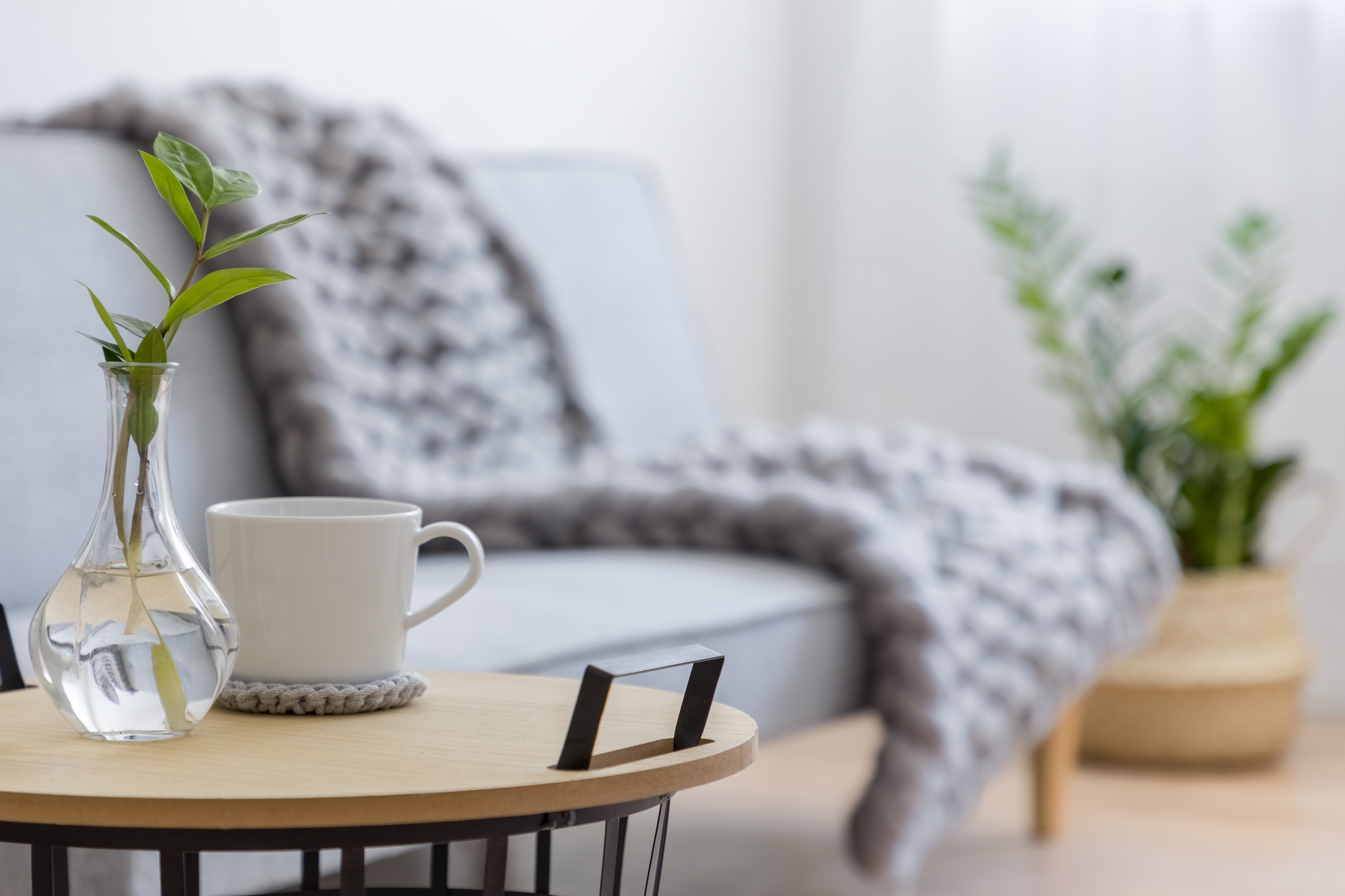Couch with decor stock image