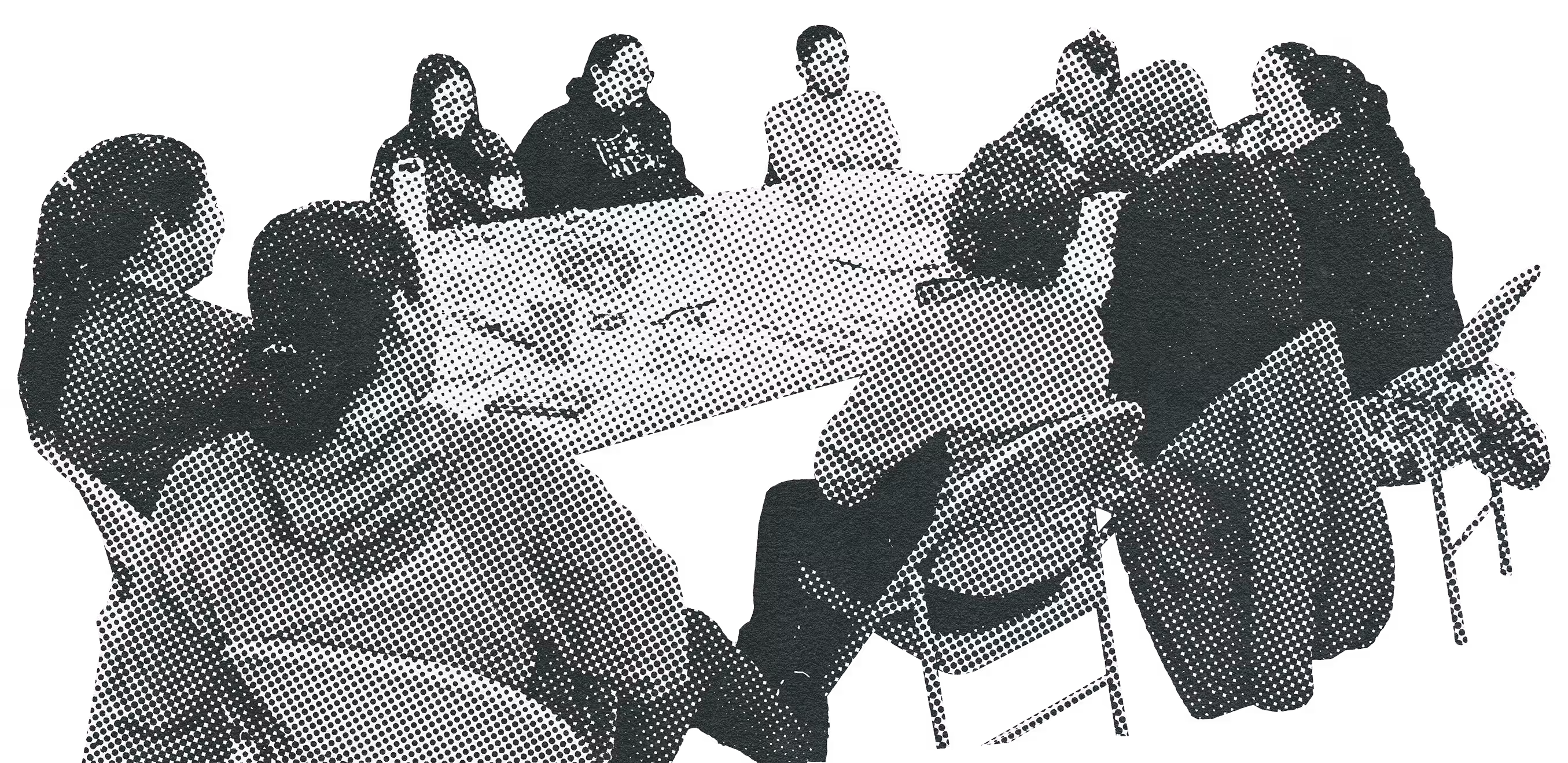 A large group of individuals gathered around a table for a Connect the Dots engagement