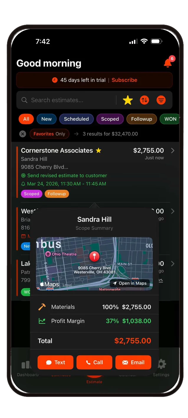 Scope summary screen