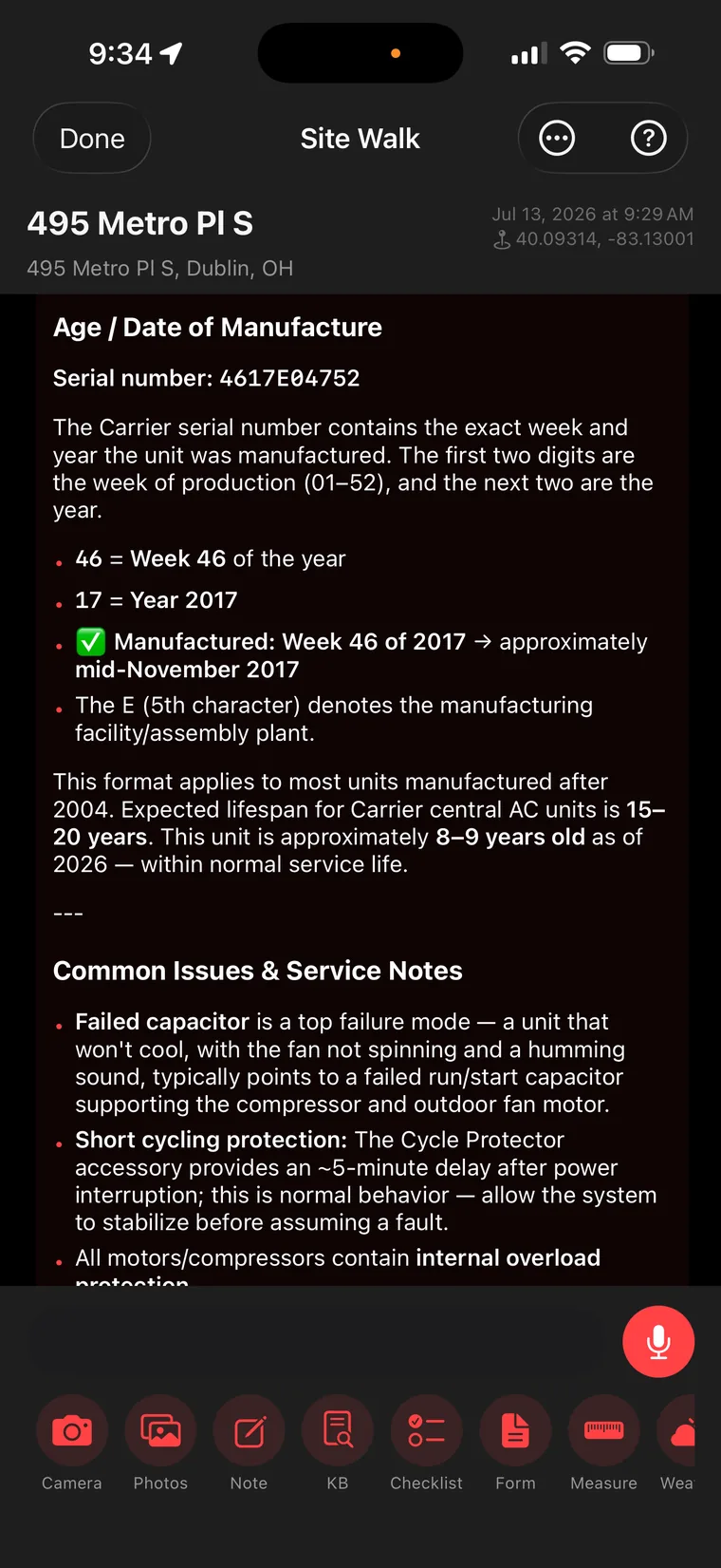 AI decoding the Carrier serial number to manufacture date with common issues and service notes