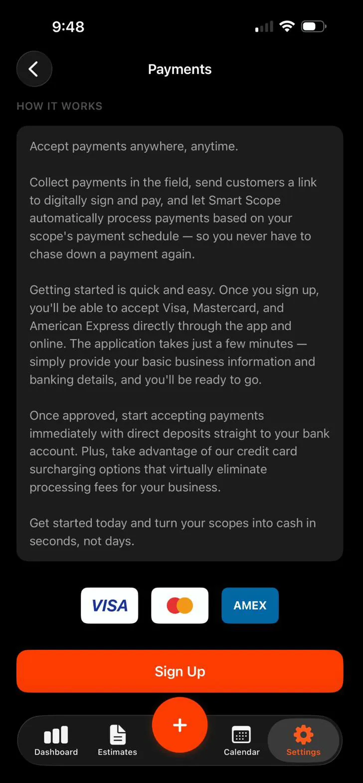 Smart Scope app: in-app payments with major cards