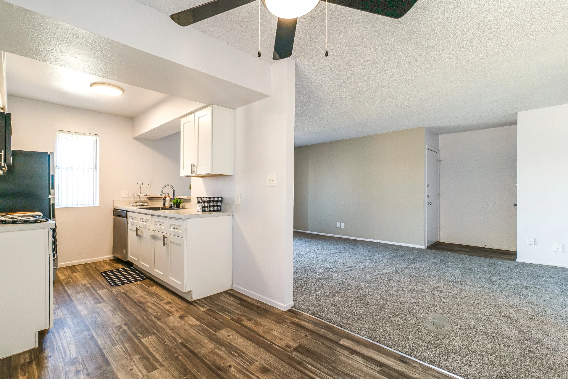 Kitchen with white cabinets