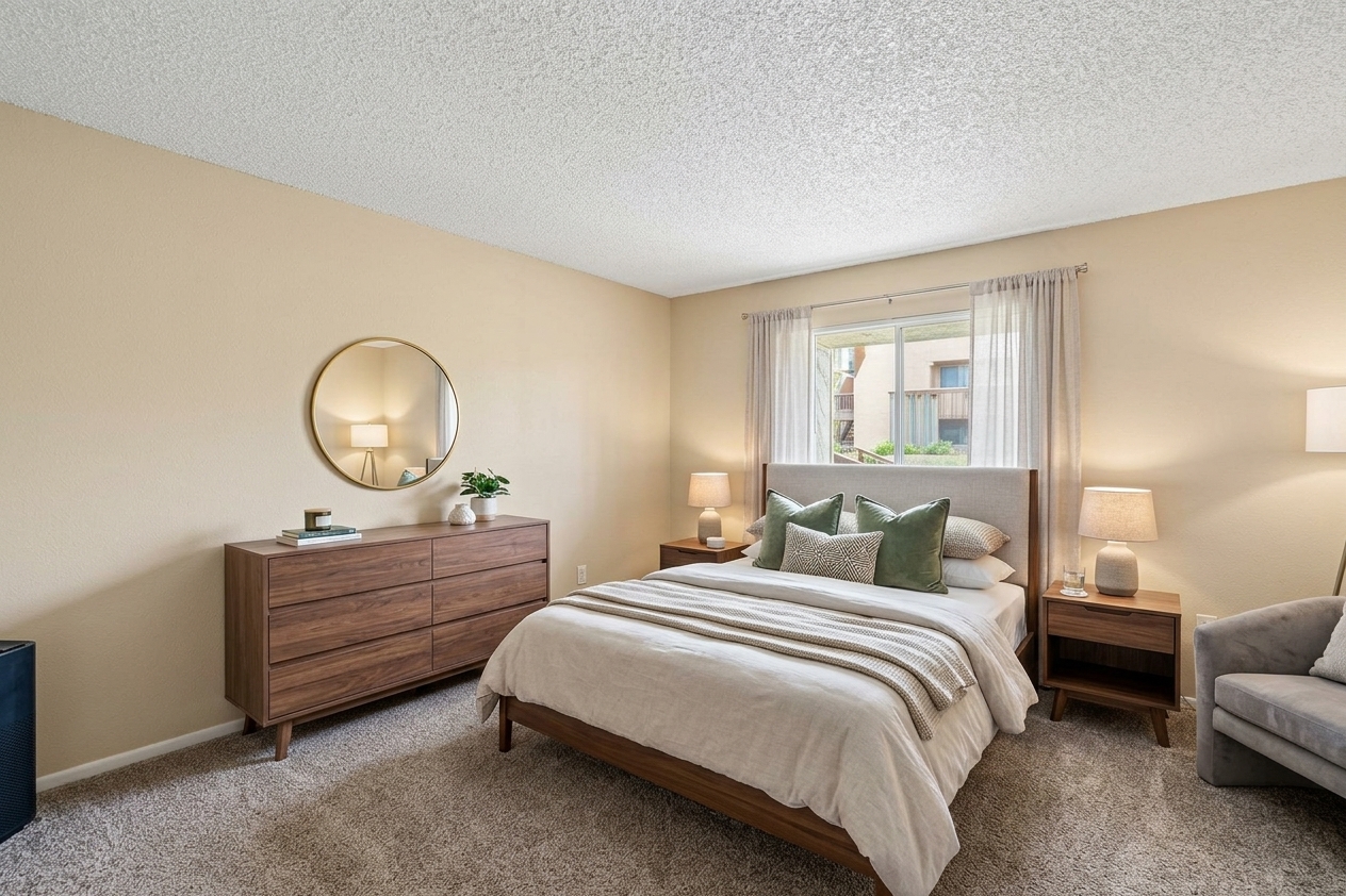 bedroom with furniture and painting