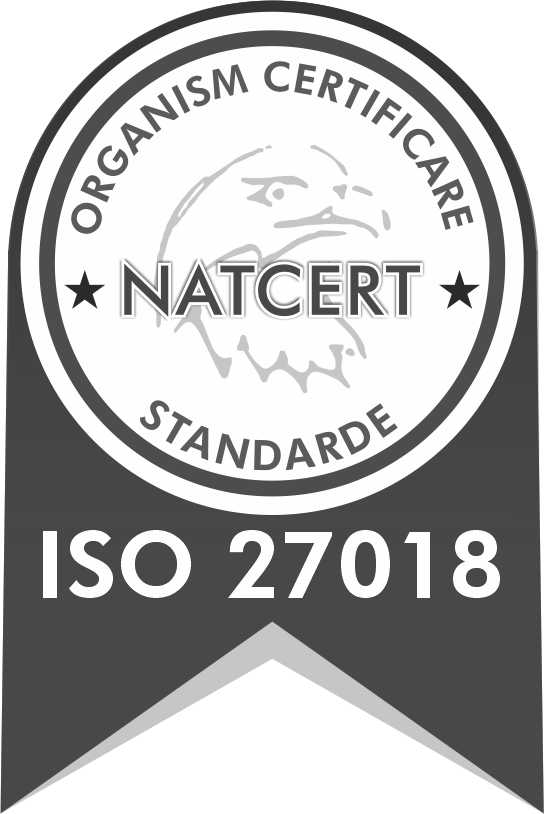 NATCERT certification badge displaying ISO 27018 standard with eagle emblem.