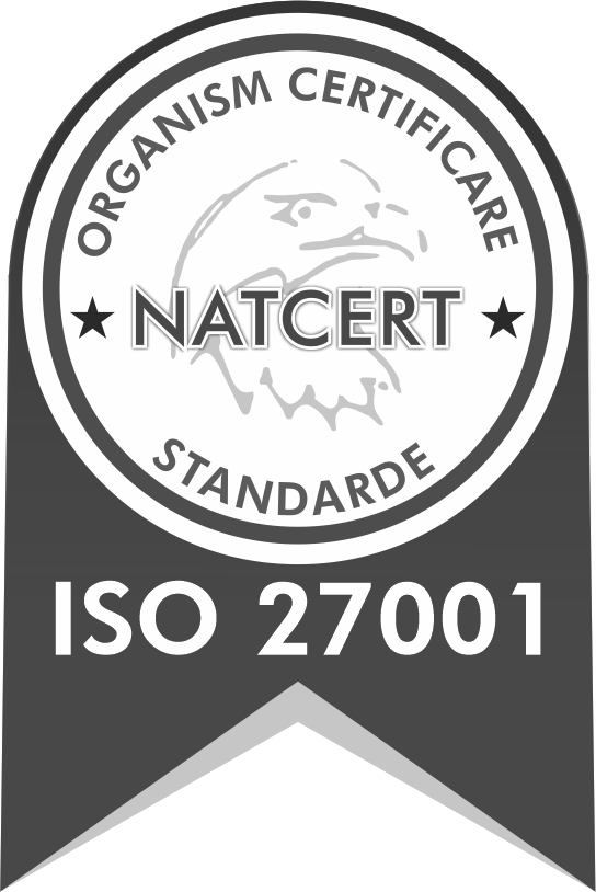 NATCERT ISO 27001 certification badge featuring an eagle in a circular emblem.