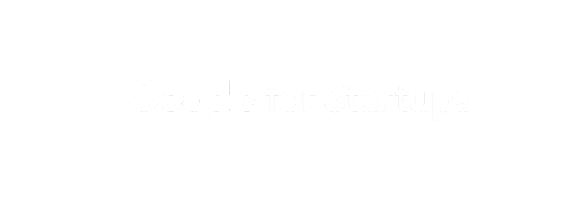 Google for Startups text logo in white on black background.