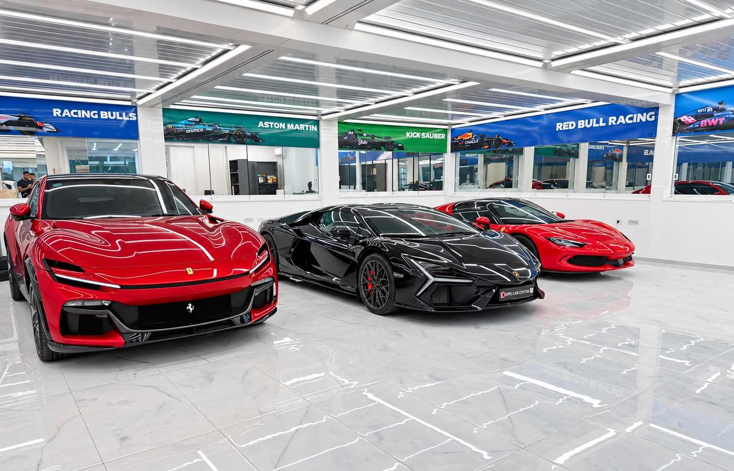 Ferrari e Lamborghini nello showroom FDP Car Center