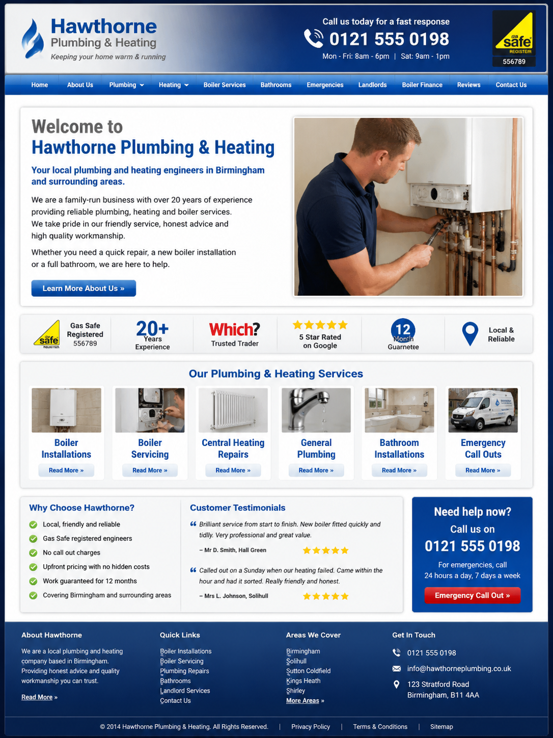 Before example of a dated and unclear small business website