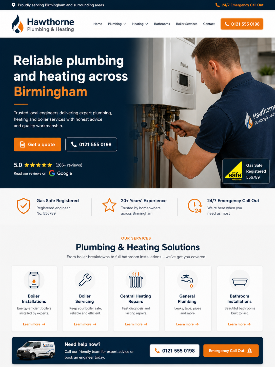 After example of a clear, modern and enquiry-focused website
