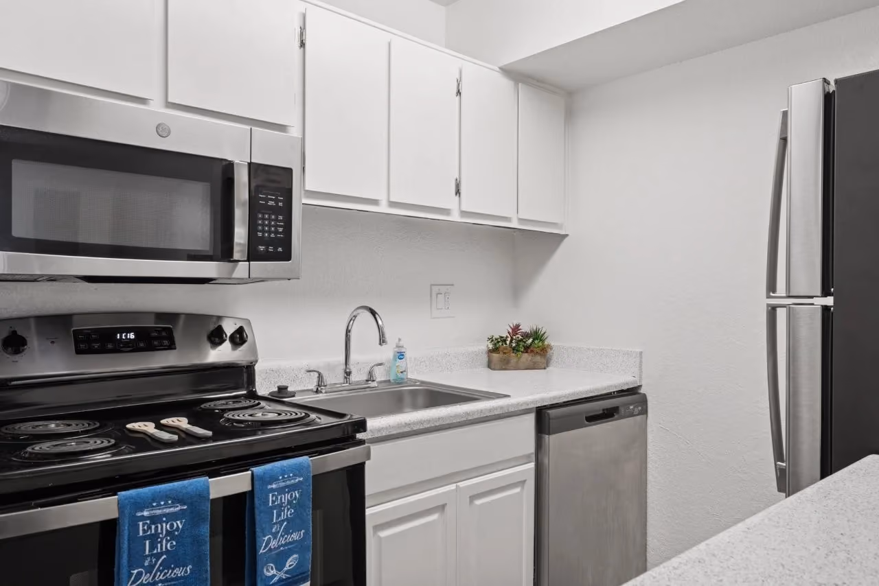 Kitchen with white cabinets