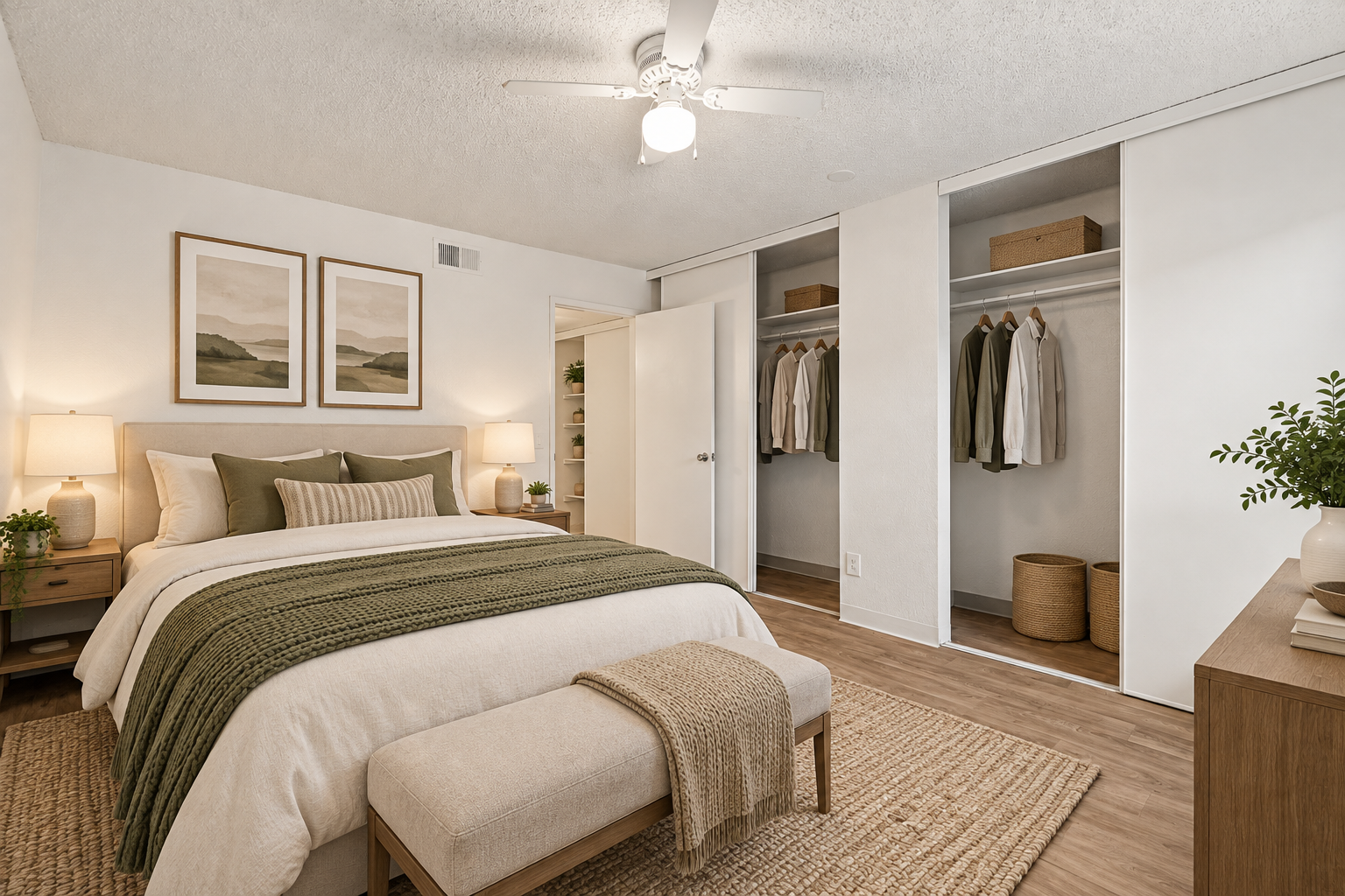 Bedroom with carpet